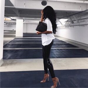 NWOT Naked Wardrobe Black Vinyl Leggings